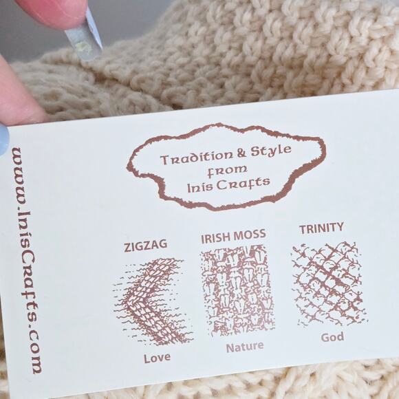 Inis Crafts NWT Irish made button down sweater large ivory cream - Picture 13 of 17